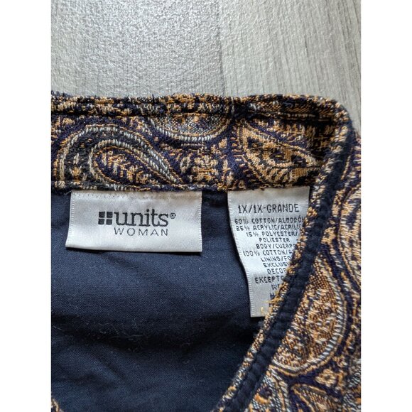 Vintage Units Woman Paisley Print Sleeveless Button-Down Blouse Vest 1X NWT - Picture 5 of 8